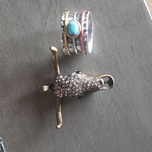 Longhorn steer pendant and wide southwestern ring